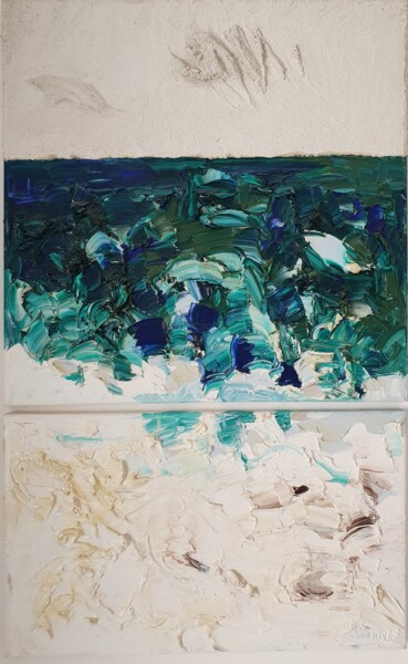 Pintura titulada "Cromatico mare (dit…" por Domenico Asmone, Obra de arte original, Oleo Montado en Bastidor de camilla de m…