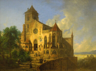 Картина под названием "Paysage avec une ég…" - Domenico Quaglio Le Jeune, Подлинное произведение искусства, Масло