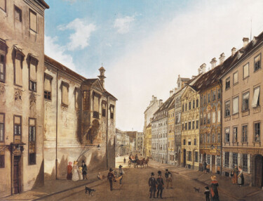 Painting titled "La Residenzstraße v…" by Domenico Quaglio Le Jeune, Original Artwork, Oil