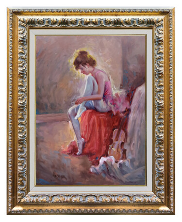 Картина под названием "BALLET DANCER WITH…" - Domenico Ronca, Подлинное произведение искусства, Масло Установлен на Деревянн…
