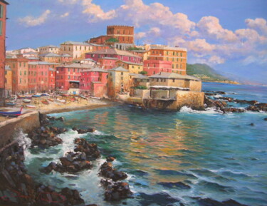 Peinture intitulée "Boccadasse Liguria" par Domenico Tosetto, Œuvre d'art originale, Huile