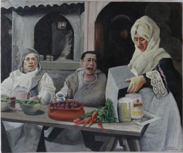 Painting titled "Federicus" by Domenico Ventura, Original Artwork, Oil Mounted on Wood Stretcher frame