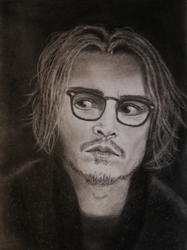 Drawing titled "Johnny Depp (Mort R…" by Dominique Thonet, Original Artwork, Charcoal
