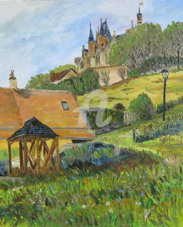 Painting titled "Les-marches-a-Monti…" by Bertrand Domin, Original Artwork, Oil