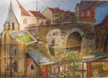 Peinture intitulée "Sous le pont Saint…" par Bertrand Domin, Œuvre d'art originale, Huile