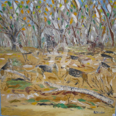 Peinture intitulée "chasse-a-courre-2003" par Bertrand Domin, Œuvre d'art originale, Huile