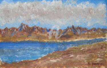 Pintura intitulada "lac-de-montagne-1989" por Bertrand Domin, Obras de arte originais, Óleo