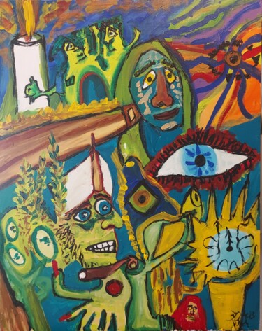 Malerei mit dem Titel "La puerta" von Dalca, Original-Kunstwerk, Acryl