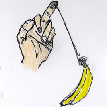 图画 标题为“Toujours la banane” 由Dominic St-Aubin, 原创艺术品, 粉彩 安装在纸板上