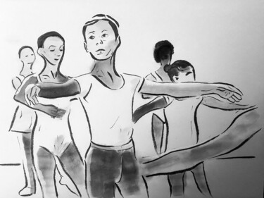 Σχέδιο με τίτλο "Pas de danse" από Dominique Cointrel, Αυθεντικά έργα τέχνης, Ακουαρέλα