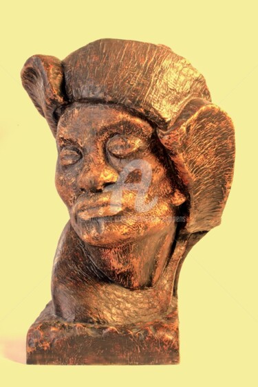 Sculptuur getiteld "African King" door Dominique Coppens, Origineel Kunstwerk, Gips