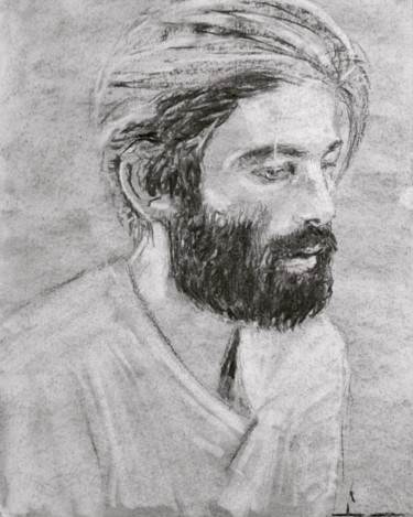 Dessin intitulée "Portrait of Cesar" par Dominique Dève, Œuvre d'art originale, Fusain