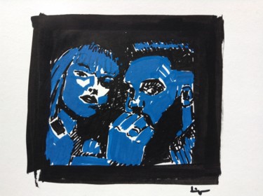 Drawing titled "Black Light" by Dominique Dève, Original Artwork, Marker