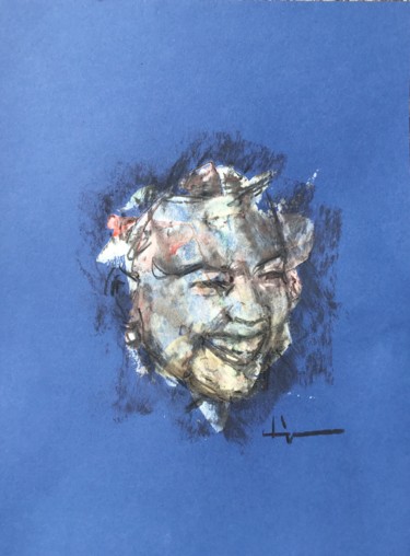 Zeichnungen mit dem Titel "Laughter" von Dominique Dève, Original-Kunstwerk, Kohle