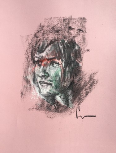 Disegno intitolato "Compassion" da Dominique Dève, Opera d'arte originale, Carbone