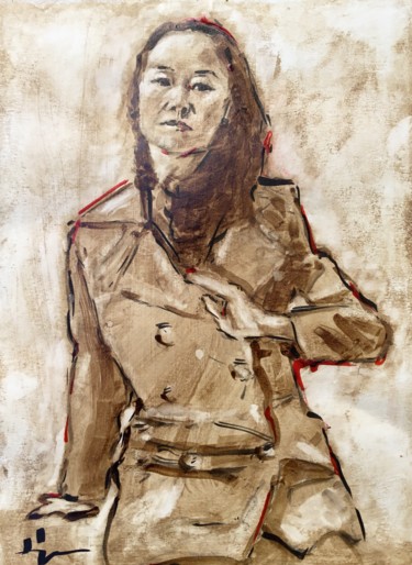 Painting titled "Yvonne" by Dominique Dève, Original Artwork, Ink