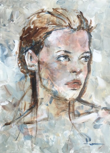 Schilderij getiteld "Jeune Fille" door Dominique Dève, Origineel Kunstwerk, Acryl