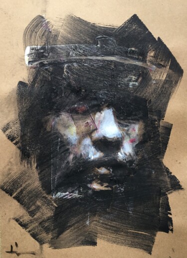 Картина под названием "L’Oeil Rouge" - Dominique Dève, Подлинное произведение искусства, Древесный уголь