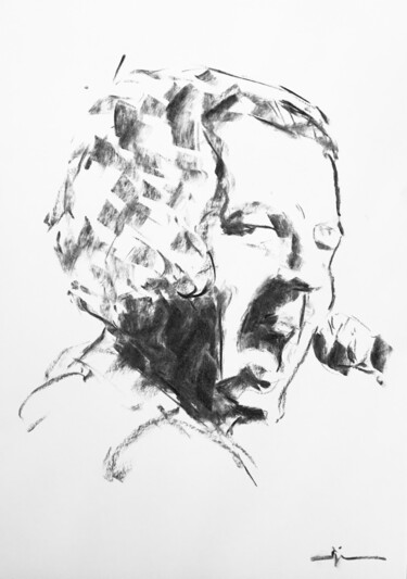 Drawing titled "Hommage à Jerry Lee…" by Dominique Dève, Original Artwork, Charcoal