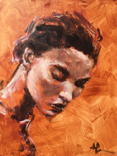 Painting titled "Burnt Sienna Study" by Dominique Dève, Original Artwork, Acrylic