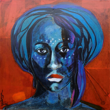 "Femme Bleue" başlıklı Tablo Dominique Drujon tarafından, Orijinal sanat, Akrilik Ahşap Sedye çerçevesi üzerine monte edilmiş