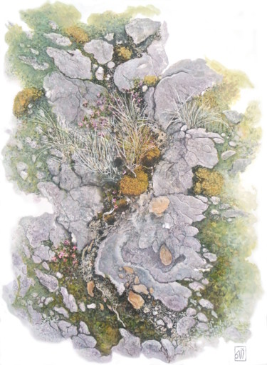 Картина под названием "Jardin japonais" - Dominique Gais, Подлинное произведение искусства, Чернила Установлен на картон