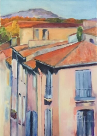 Peinture intitulée "Vue sur les toits d…" par Dominique Gobelin Mansour, Œuvre d'art originale, Acrylique