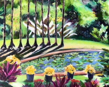 Malerei mit dem Titel "Le jardin de Balata" von Dominique Gobelin Mansour, Original-Kunstwerk, Öl
