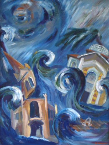 「l'oeil du cyclone」というタイトルの絵画 Dominique Gobelin Mansourによって, オリジナルのアートワーク, オイル