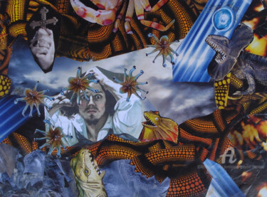 Collages intitolato "divine folie" da Dominique Gobelin Mansour, Opera d'arte originale