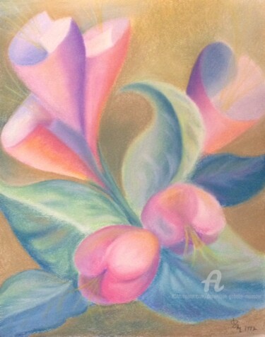 Painting titled "bouquet" by Dominique Gobelin Mansour, Original Artwork, Pastel