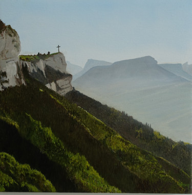 Painting titled "La Croix du Nivolet…" by Dominique Hieaux, Original Artwork, Oil