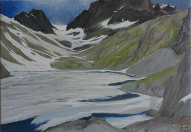 Pittura intitolato "Le Lac Blanc en jui…" da Dominique Hieaux, Opera d'arte originale, Olio