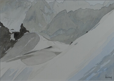 Dessin intitulée "Depuis l'Aiguille d…" par Dominique Hieaux, Œuvre d'art originale, Aquarelle