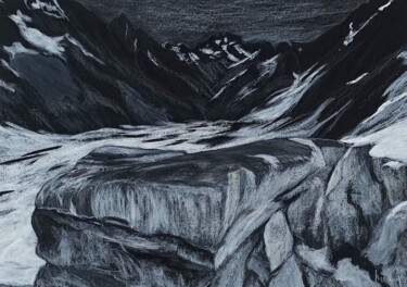 Drawing titled "Le Glacier Noir (Ec…" by Dominique Hieaux, Original Artwork, Charcoal