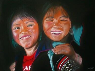 Peinture intitulée "Les deux soeurs" par Dominique Jolivet, Œuvre d'art originale, Pastel