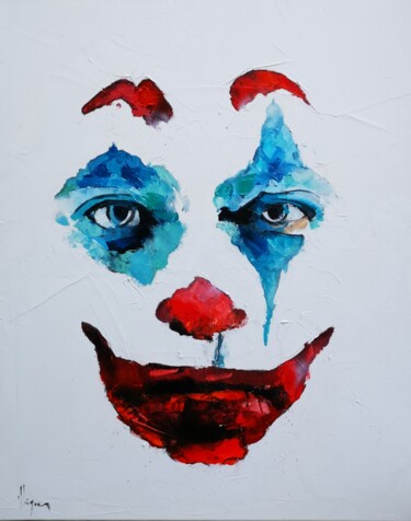 Painting titled "joker le regard" by Dominique Kleiner, Original Artwork, Oil