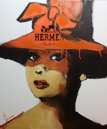 Pittura intitolato "Audrey le chapeau h…" da Dominique Kleiner, Opera d'arte originale, Acrilico