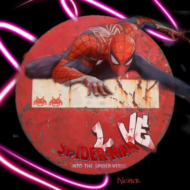 Pittura intitolato "Spiderman sens inte…" da Dominique Kleiner, Opera d'arte originale, Pittura digitale