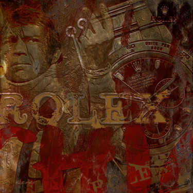 Schilderij getiteld "ROLEX METAL RED" door Dominique Kleiner, Origineel Kunstwerk, Digitaal Schilderwerk