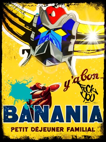Картина под названием "Goldo banania" - Dominique Kleiner, Подлинное произведение искусства, Цифровая живопись