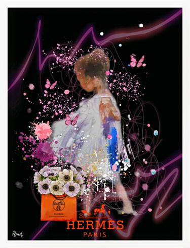 Painting titled "Petite fille Hermès" by Dominique Kleiner, Original Artwork, Digital Painting