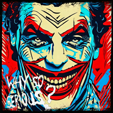 Painting titled "Joker so sérious" by Dominique Kleiner, Original Artwork, Digital Painting