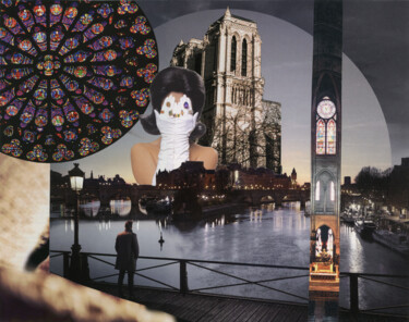 Collages getiteld "Hommage à ND" door Dominique Loukidis, Origineel Kunstwerk, Collages Gemonteerd op Aluminium