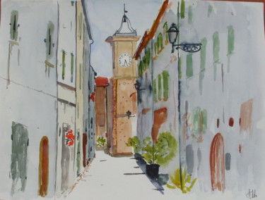 Peinture intitulée "Toscane (Pomarance)…" par Dominique Metras, Œuvre d'art originale, Aquarelle