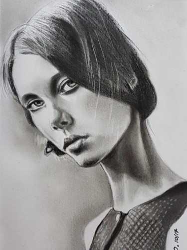 Drawing titled "Un regard, juste po…" by Dominique Obry, Original Artwork, Pastel