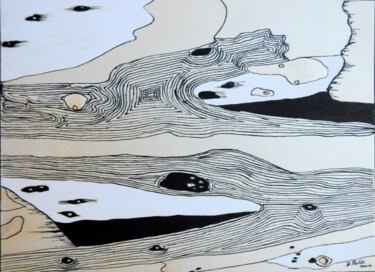 Tekening getiteld "Au bord de l'eau ,…" door Dominique Petit, Origineel Kunstwerk, Inkt