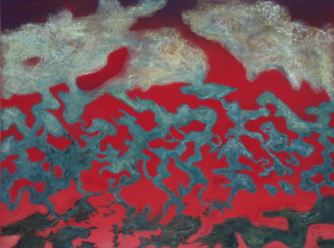 Peinture intitulée "Algues rouges" par Dominique Righi, Œuvre d'art originale, Pastel