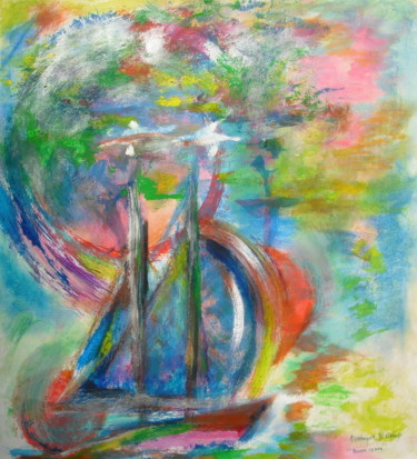 Pintura intitulada "Partir" por Dominique Bertrand, Obras de arte originais, Acrílico Montado em Vidro