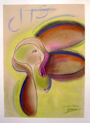 Pintura intitulada "le repos d'Alexia" por Dominique Bertrand, Obras de arte originais, Pastel